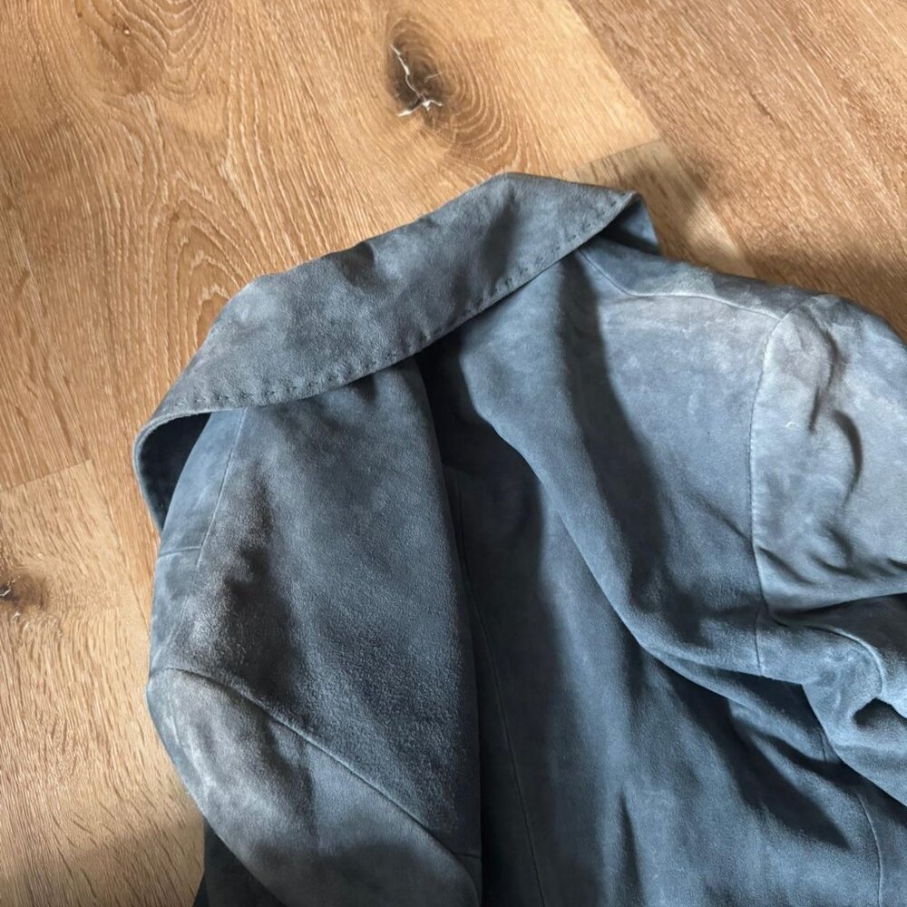 Margaret OLeary Vintage Blue Suede Blazer Coat Jacket size Women’s Sz M - Picture 4 of 6